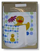 Polka Dot Rubber Spring Duck Bath Towel and Face Towel Set