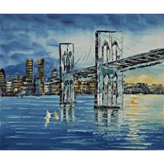 Hand Painted Canvas Art: Brooklyn Bridge, Afternoon - Classic 20