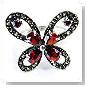 Butterfly Garnet & Sterling Silver Ring