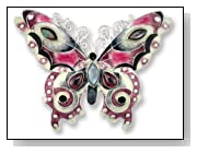 Garnet Butterfly Sterling Silver & Enamel Pin