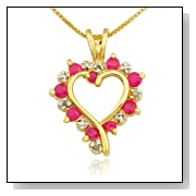 Ruby and Diamond Accent Heart Pendant