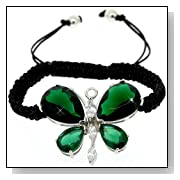 Butterfly Cut Emerald Diamond Accent Shamballa Style Bracelet