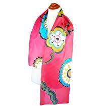 ArtisanStreet's Shocking Pink Silk Scarf - Hand Painted. One of a Kind, Signed.